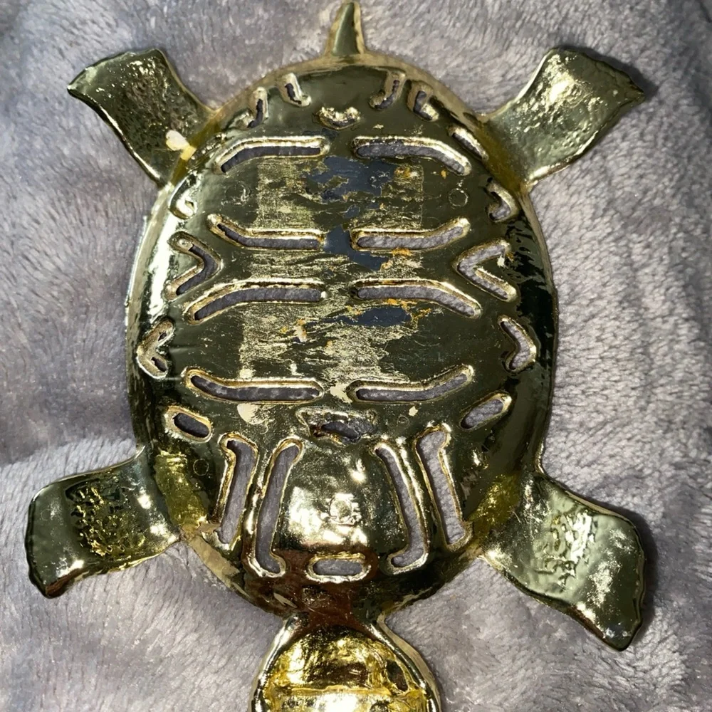 Gold Colored Metal Turtle‎ Soap Dish, Soap Holder, Vintage Bathroom Decor